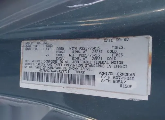 4TAWN72N4XZ423713 1999 1999 Toyota Tacoma 9