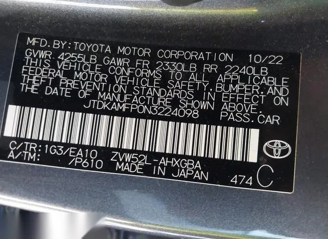 JTDKAMFP0N3224098 2022 2022 Toyota Prius- Prime Xle 9