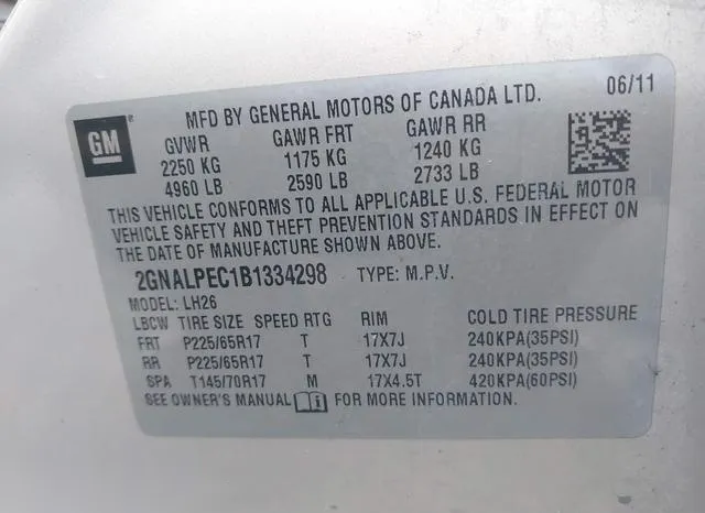 2GNALPEC1B1334298 2011 2011 Chevrolet Equinox- 2LT 9