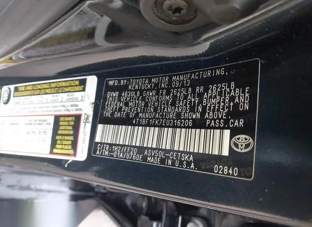 4T1BF1FK7EU316206 2014 2014 Toyota Camry- SE 9