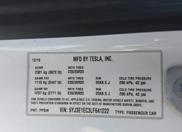 5YJ3E1EC3LF641222 2020 2020 Tesla Model 3- Performance Dual 9