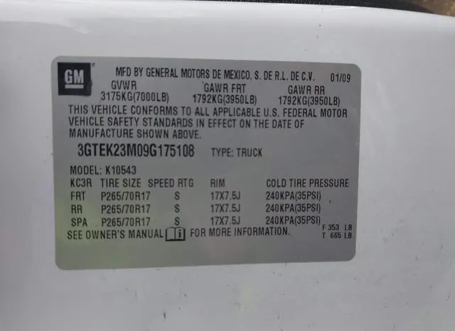 3GTEK23M09G175108 2009 2009 GMC Sierra- 1500 Sle 9