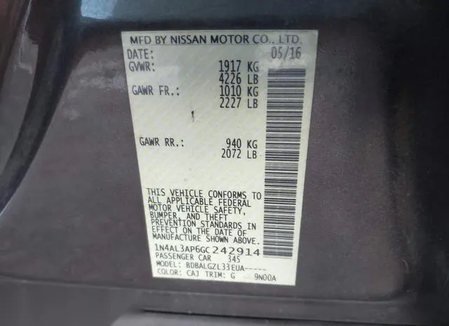 1N4AL3AP6GC242914 2016 2016 Nissan Altima- 2-5 S 9