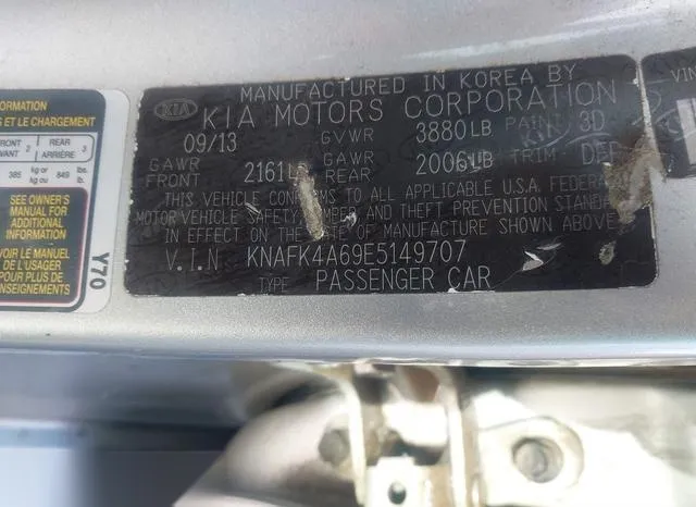 KNAFK4A69E5149707 2014 2014 KIA Forte- LX 9