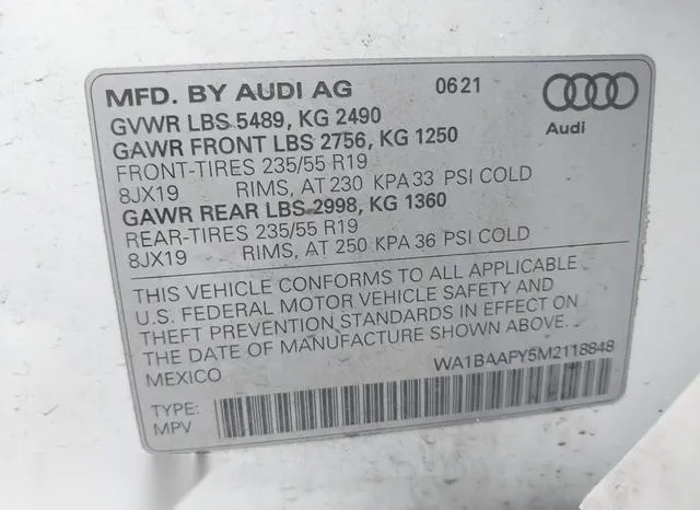 WA1BAAFY5M2118848 2021 2021 Audi Q5- Premium Plus 45 Tfsi Q 9