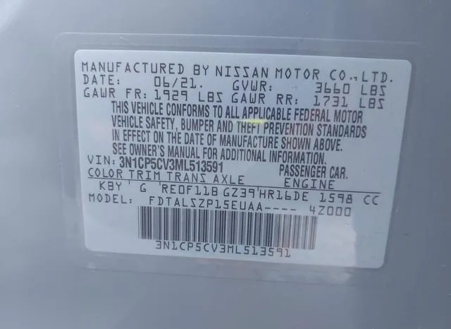 3N1CP5CV3ML513591 2021 2021 Nissan Kicks- SV 9