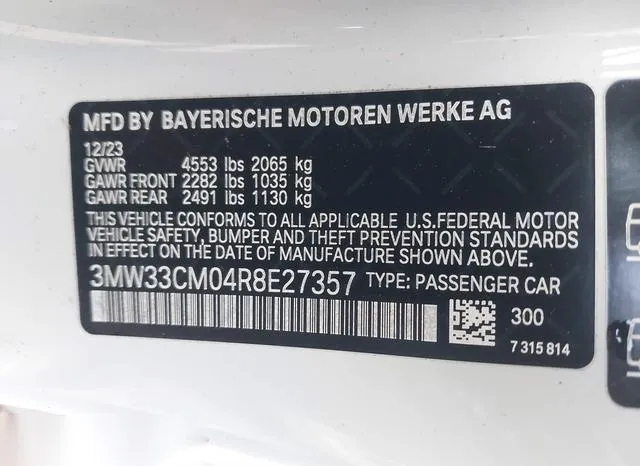 3MW33CM04R8E27357 2024 2024 BMW 230- I Xdrive 9