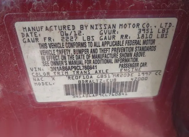 3N1AB6AP9CL760841 2012 2012 Nissan Sentra- 2-0 S 9