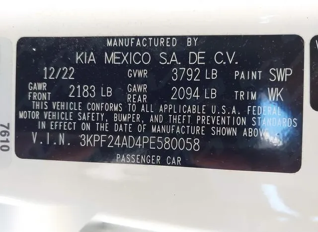 3KPF24AD4PE580058 2023 2023 KIA Forte- Lxs 9