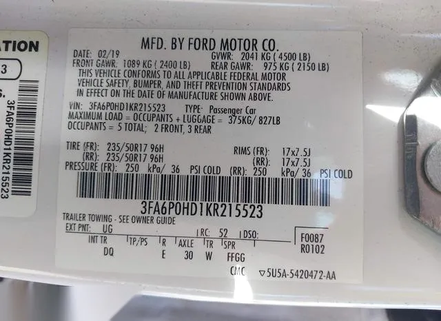 3FA6P0HD1KR215523 2019 2019 Ford Fusion- SE 9