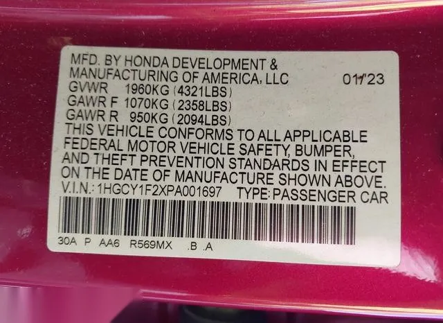 1HGCY1F2XPA001697 2023 2023 Honda Accord- LX 9