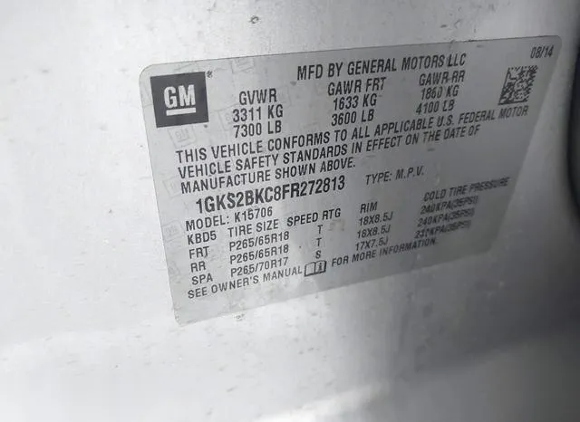 1GKS2BKC8FR272813 2015 2015 GMC Yukon- Slt 9