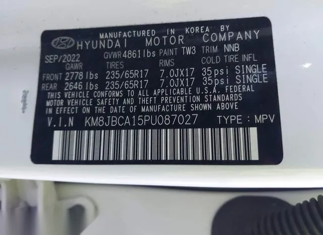 KM8JBCA15PU087027 2023 2023 Hyundai Tucson- Hybrid Blue 9