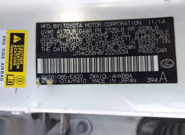 JTHKD5BH8F2225534 2015 2015 Lexus CT- 200H 9