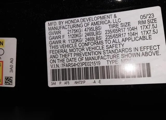 7FARS4H23PE021519 2023 2023 Honda CR-V- Lx Awd 9