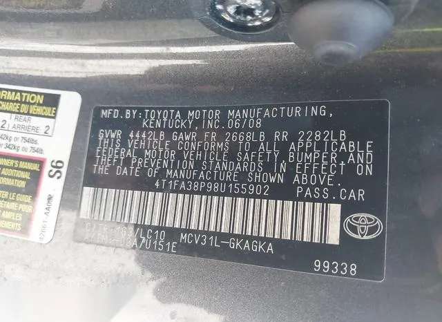 4T1FA38P98U155902 2008 2008 Toyota Camry- Solara Sle 9