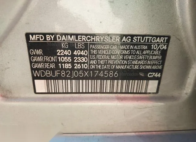 WDBUF82J05X174586 2005 2005 Mercedes-Benz E 320- 4Matic 9