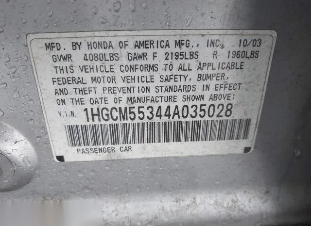 1HGCM55344A035028 2004 2004 Honda Accord- 2-4 LX 9