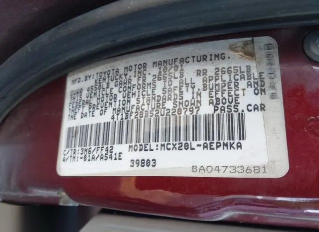 4T1BF28B52U220797 2002 2002 Toyota Avalon- XL 9