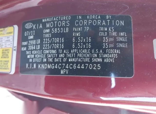 KNDMG4C74C6447025 2012 2012 KIA Sedona- LX 9