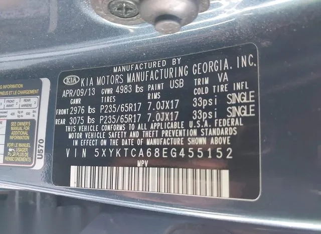 5XYKTCA68EG455152 2014 2014 KIA Sorento- LX 9