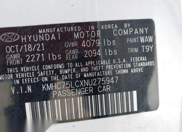 KMHC75LCXNU275947 2022 2022 Hyundai Ioniq- Hybrid SE 9