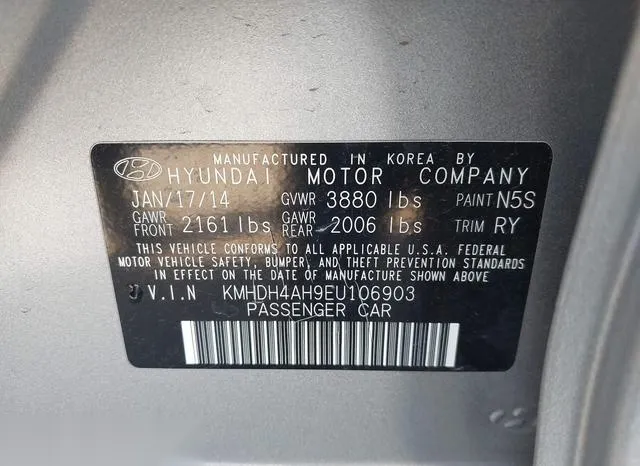 KMHDH4AH9EU106903 2014 2014 Hyundai Elantra- Sport 9