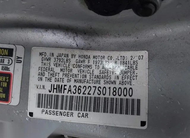 JHMFA36227S018000 2007 2007 Honda Civic- Hybrid 9