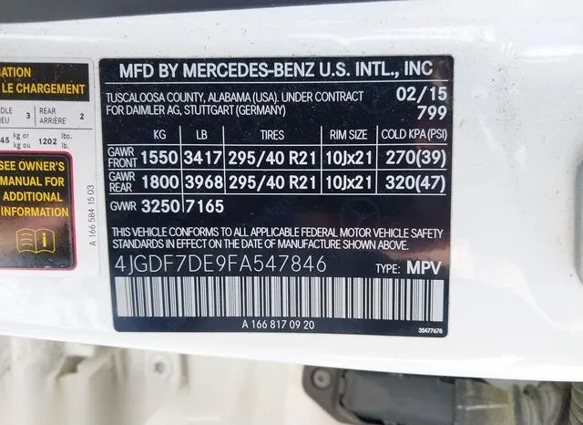 4JGDF7DE9FA547846 2015 2015 Mercedes-Benz GL 550- 4Matic 9