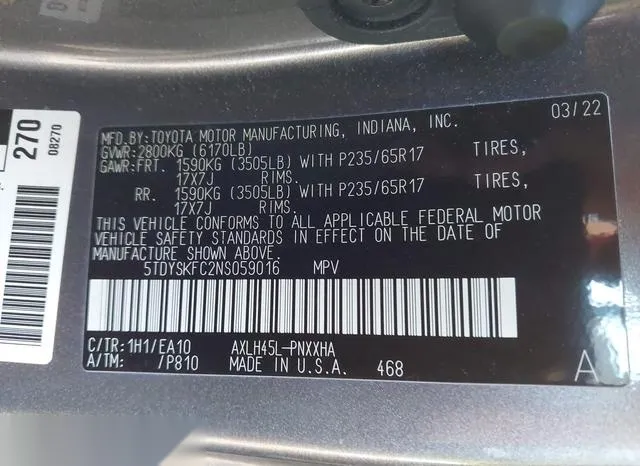 5TDYSKFC2NS059016 2022 2022 Toyota Sienna- Xle 9