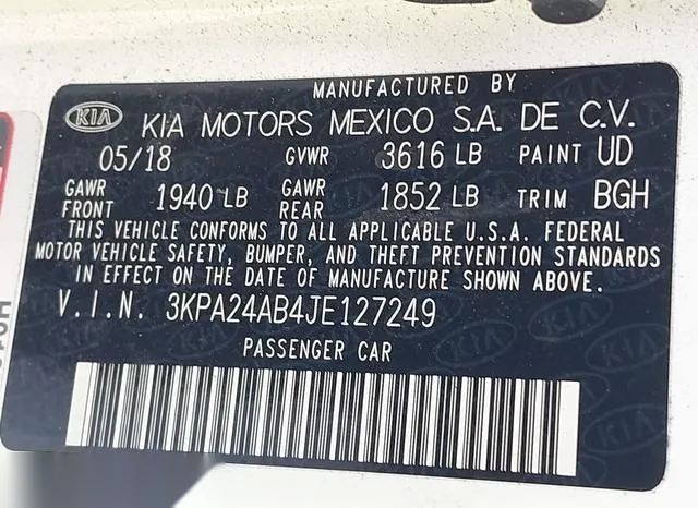 3KPA24AB4JE127249 2018 2018 KIA Rio- S 9