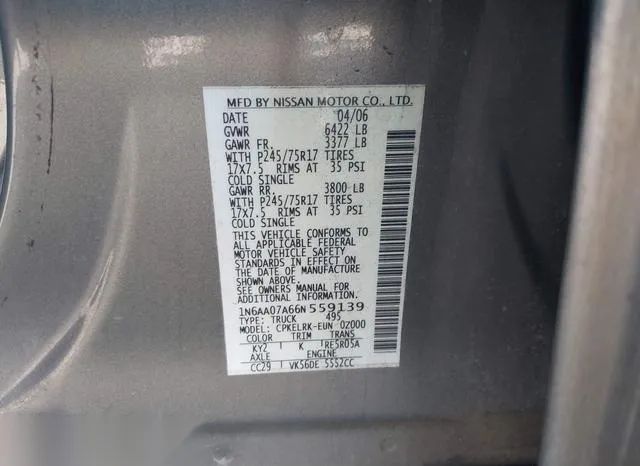 1N6AA07A66N559139 2006 2006 Nissan Titan- XE 9