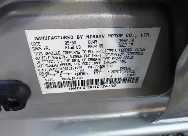 1N4DL01D01C124799 2001 2001 Nissan Altima- Gxe 9