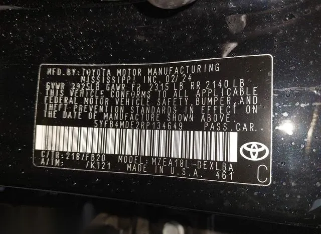 5YFB4MDE2RP134649 2024 2024 Toyota Corolla- LE 9