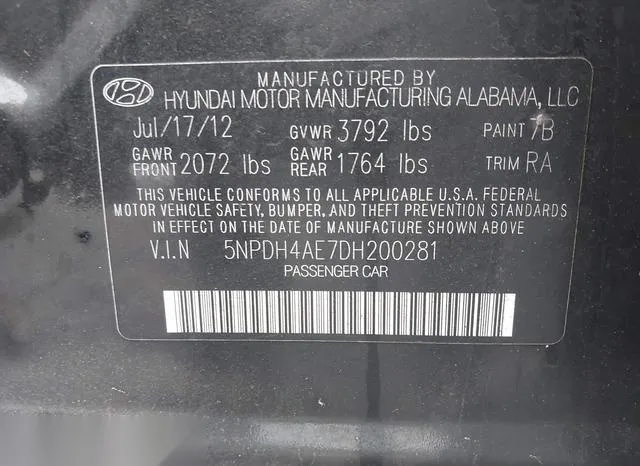 5NPDH4AE7DH200281 2013 2013 Hyundai Elantra- Gls 9