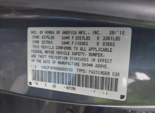 1HGCP3F85BA000159 2011 2011 Honda Accord- 3-5 Ex-L 9