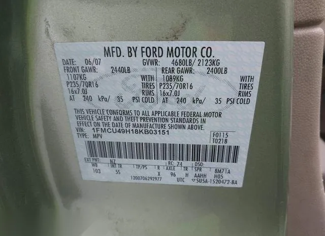 1FMCU49H18KB03151 2008 2008 Ford Escape Hybrid 9