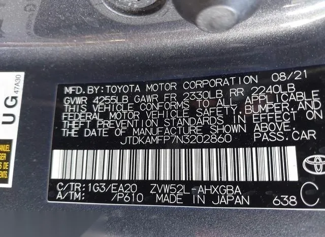 JTDKAMFP7N3202860 2022 2022 Toyota Prius- Prime Xle 9