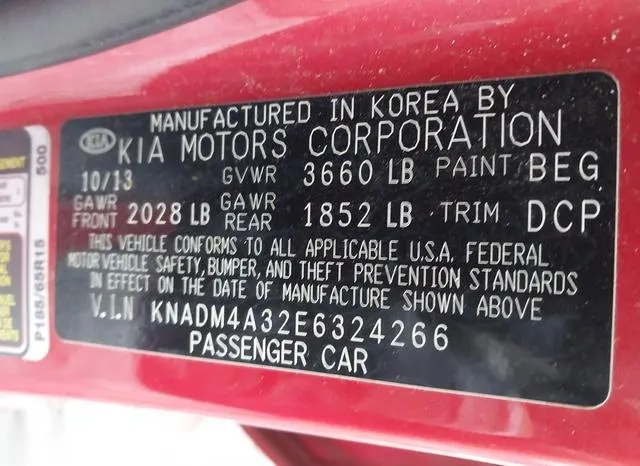 KNADM4A32E6324266 2014 2014 KIA Rio- LX 9