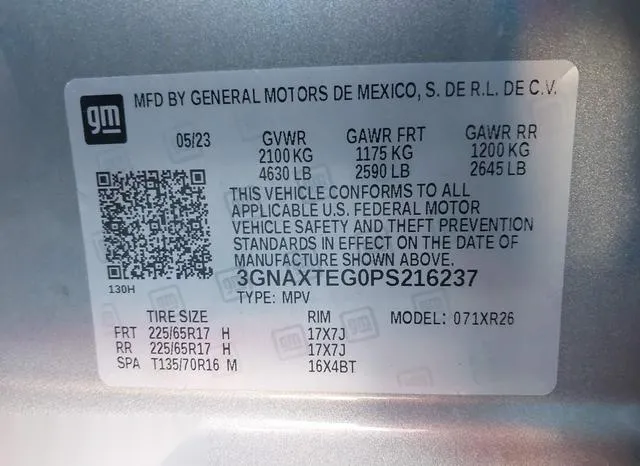 3GNAXTEG0PS216237 2023 2023 Chevrolet Equinox- Awd 2Fl 9