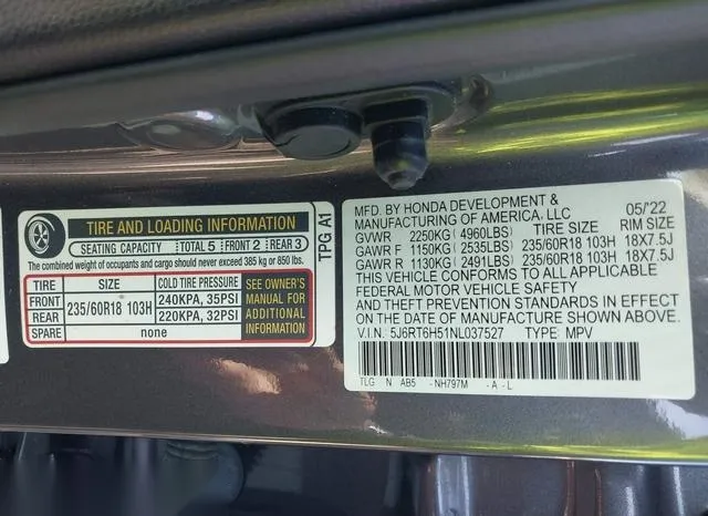 5J6RT6H51NL037527 2022 2022 Honda CR-V- Hybrid Ex 9