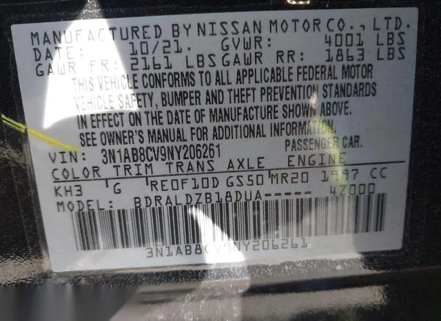 3N1AB8CV9NY206261 2022 2022 Nissan Sentra- Sv Xtronic Cvt 9