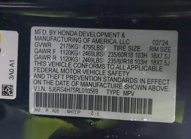 5J6RS4H75RL010569 2024 2024 Honda CR-V- Ex-L Awd 9