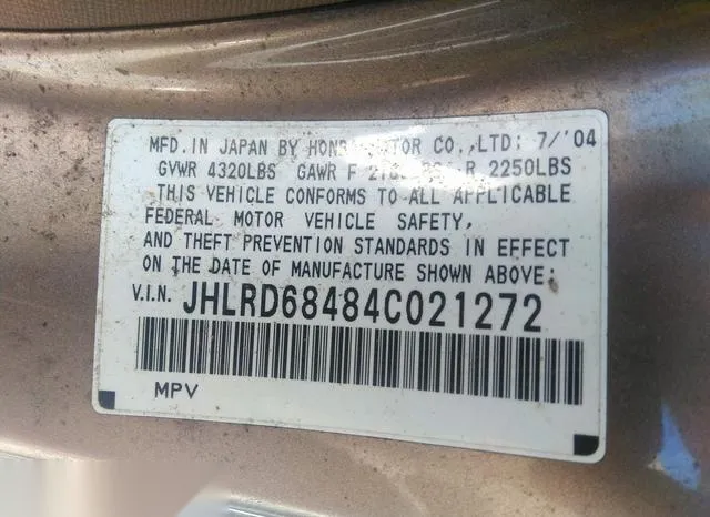 JHLRD68484C021272 2004 2004 Honda CR-V- LX 9