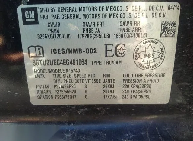 3GTU2UEC4EG461064 2014 2014 GMC Sierra- 1500 Sle 9