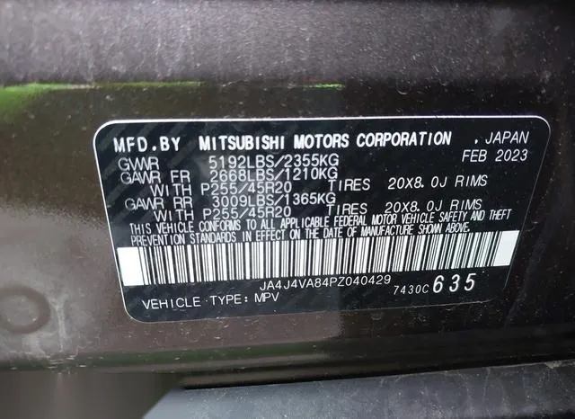 JA4J4VA84PZ040429 2023 2023 Mitsubishi Outlander- Sel 2-5 9