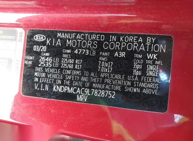 KNDPMCAC9L7828752 2020 2020 KIA Sportage- LX 9