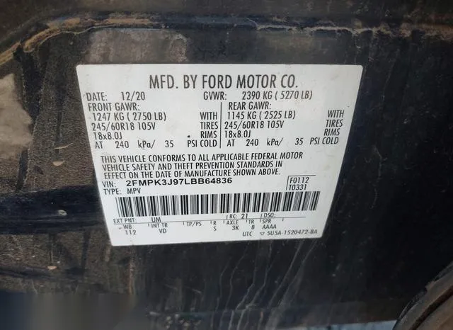 2FMPK3J97LBB64836 2020 2020 Ford Edge- Sel 9