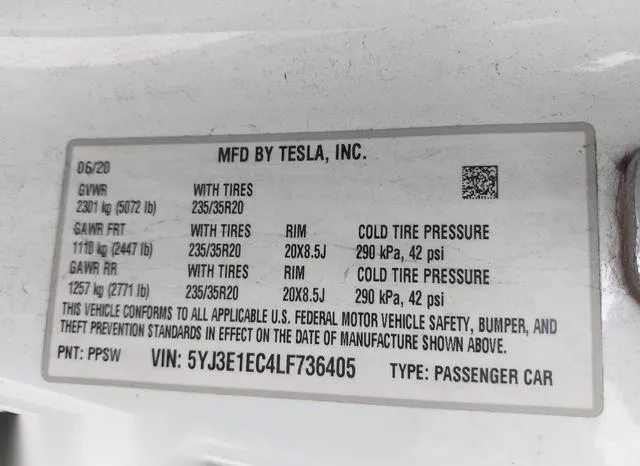 5YJ3E1EC4LF736405 2020 2020 Tesla Model 3- Performance Dual 9