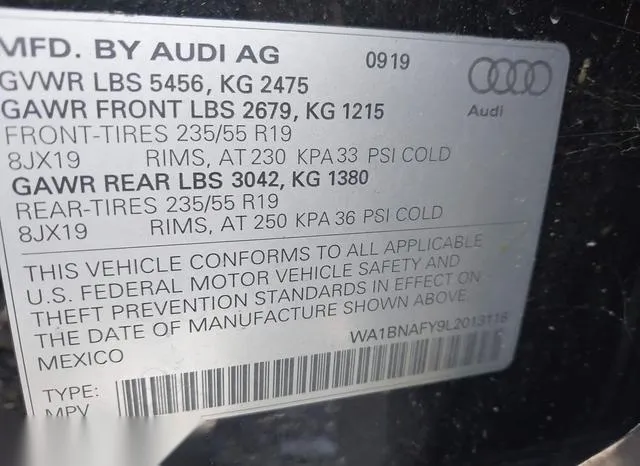 WA1BNAFY9L2013118 2020 2020 Audi Q5- Premium Plus 45 Tfsi Q 9